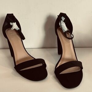 Just Fab Black Open Toe Ankle Strap Block Heel Shoes Dressy‎ Women's  Size 9